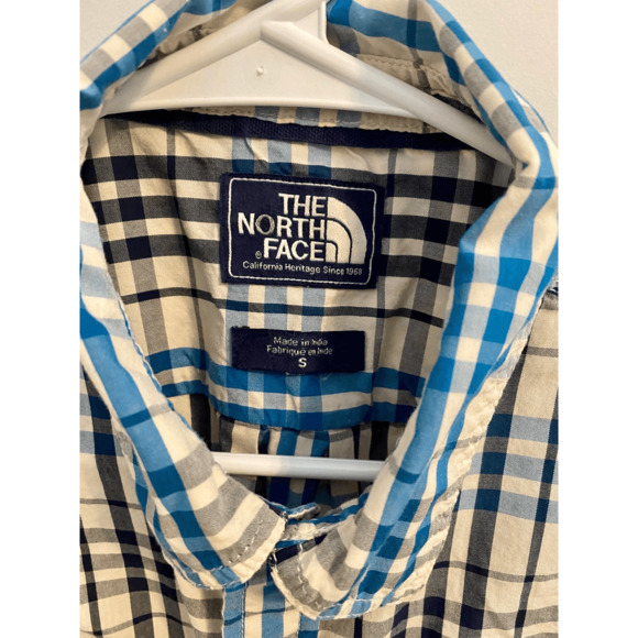 The North Face Mens Lightweight Button Down Casual Shirt White Blue Black Small - Picture 3 of 7